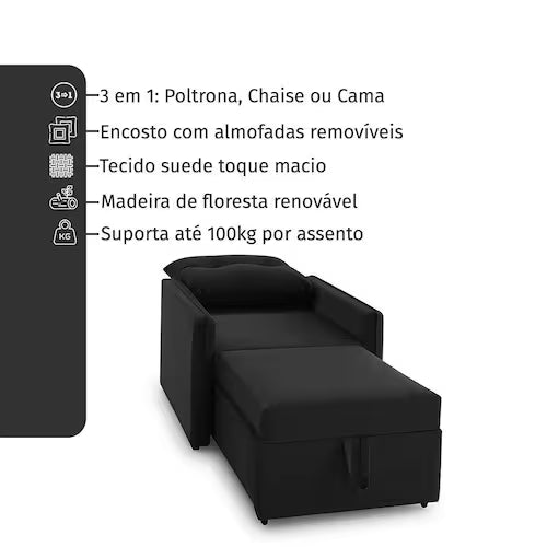 Poltrona Icaria 3 em 1 + Almofada Camurça
