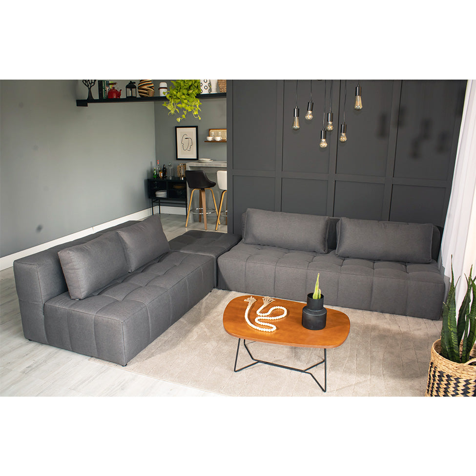 [COMPRE 1, LEVE 2]  Sofá 2 Lugares Modular Soho Linho + 2 Almofadas Encosto Oxford