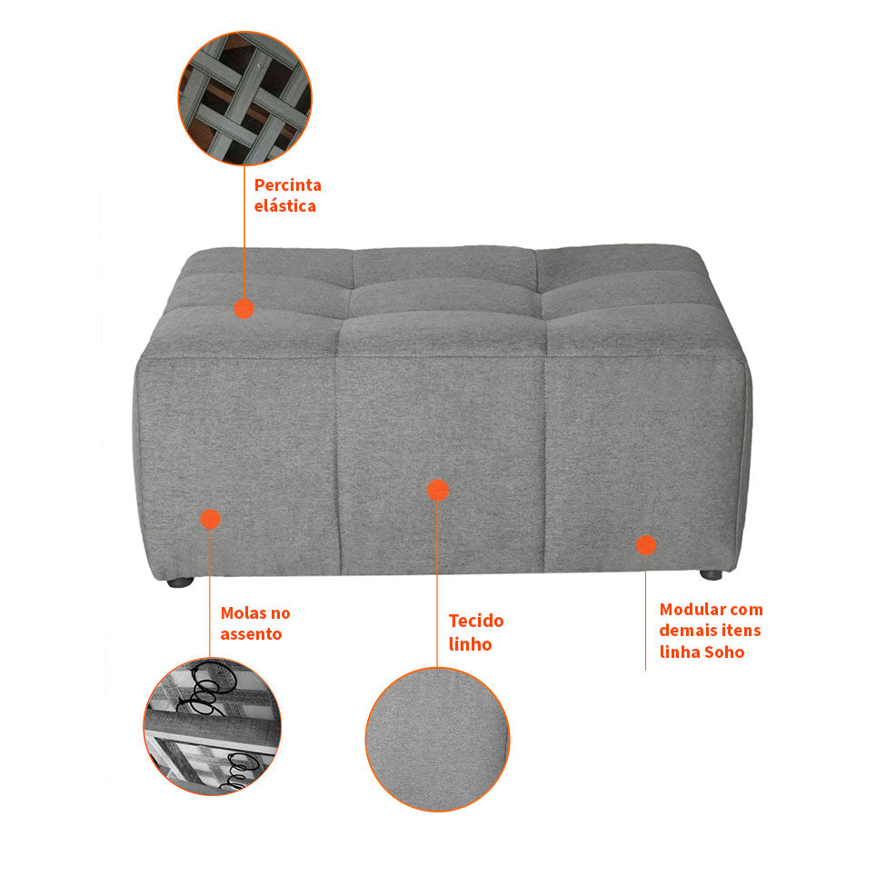 [COMPRE 1 E LEVE 2] Puff Modular Sonho Linho